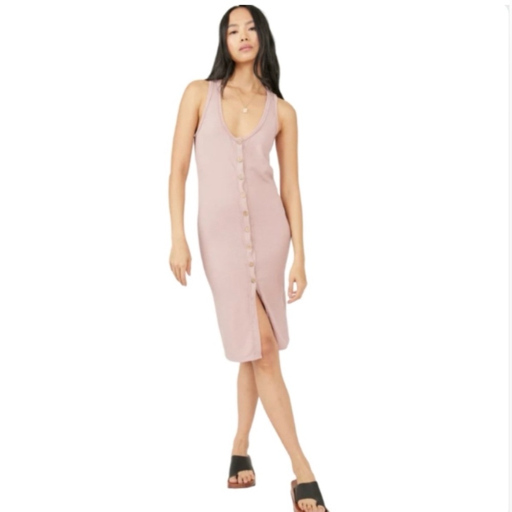 Free People We The Free Gia Longline Ribbed Button Up Vest Tank Top